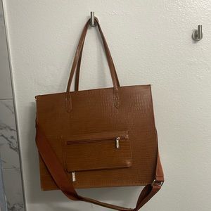 The Work Tote in Cognac Croc